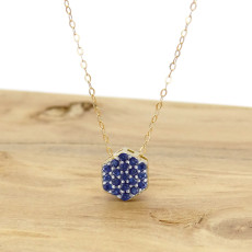 Pingente Chuveiro com 19 Safiras, em Ouro Amarelo 18 Kilates